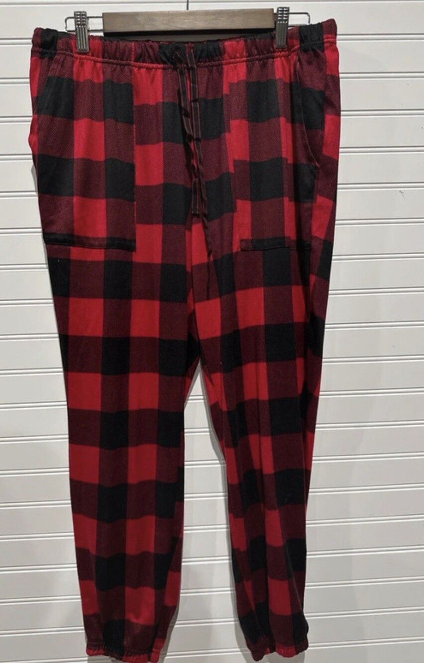 Joyspun Women’s L Red Black Buffalo Plaid Pajama Pants Lounge Sleepwear